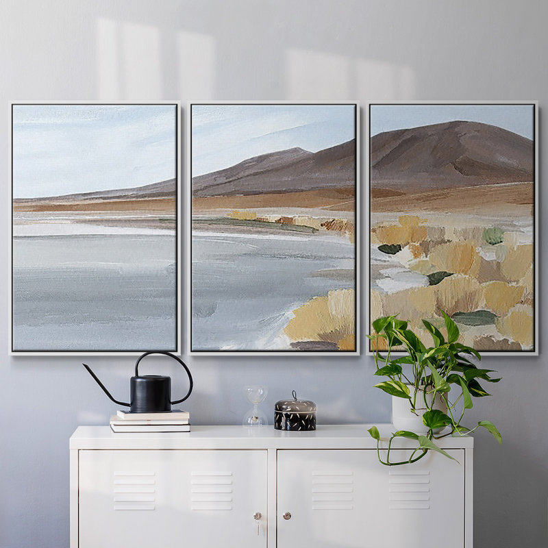 Desert Oasis Study I - Multi Piece Framed Canvas, White Framed, 40" H x 78" W