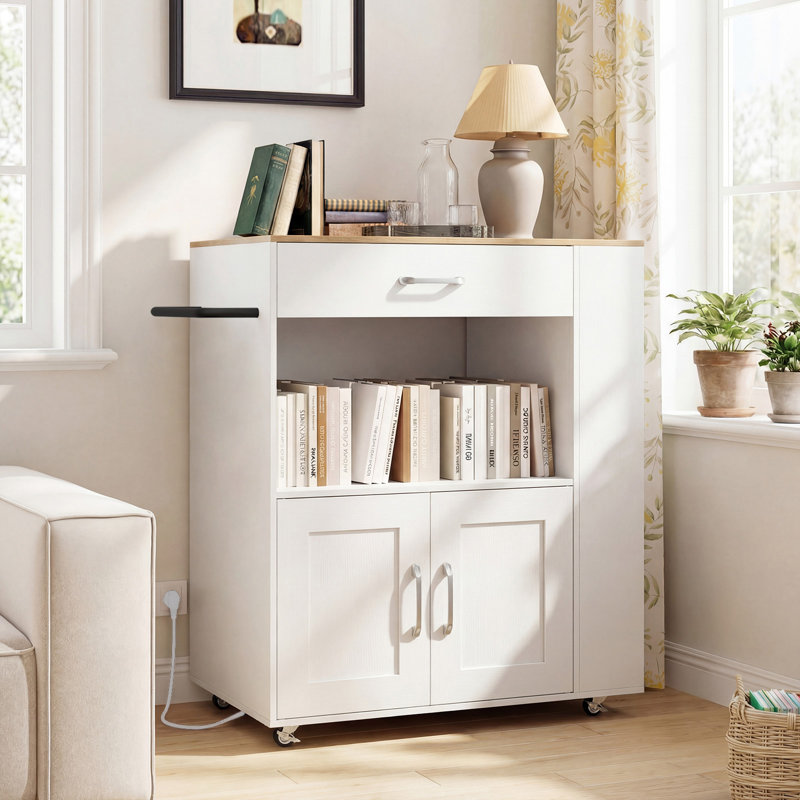 Wood Kitchen Cart, White