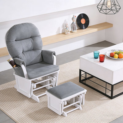 Fauteuil oscillant avec repose-pieds en microfibre gris