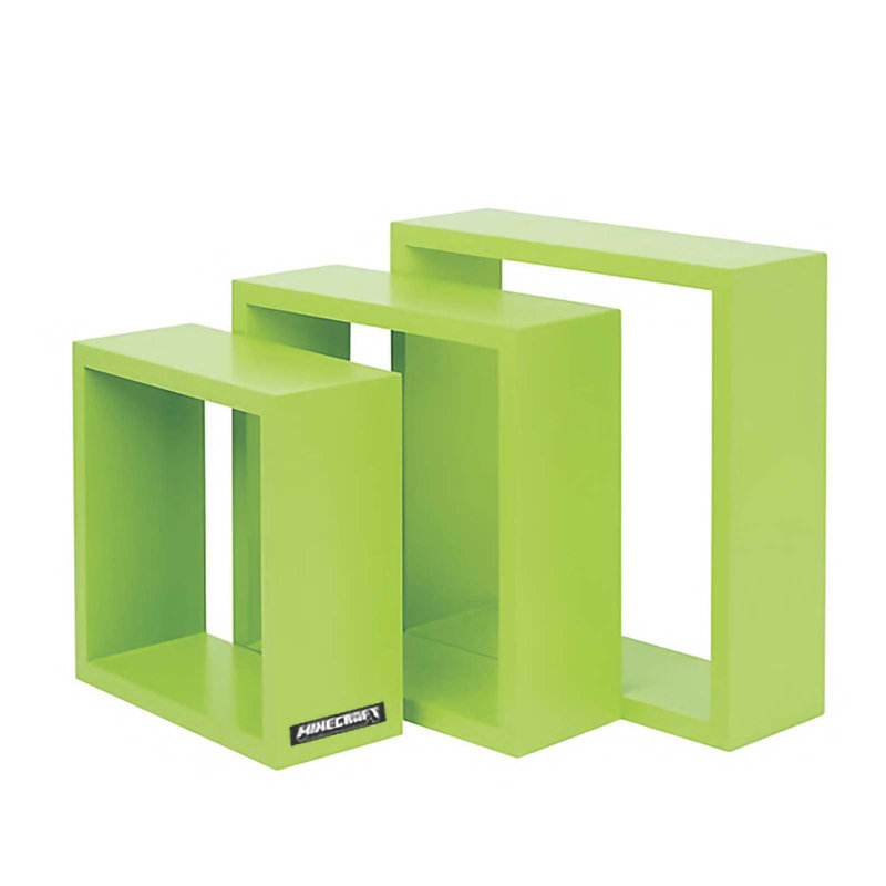 MINECRAFT 3 Piece Square Floating Shelf, Green
