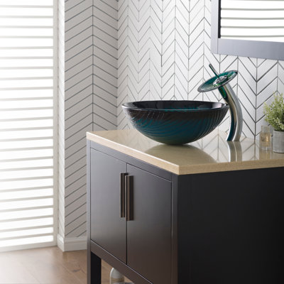 Ensemble de lavabo vasque de salle de bain Kraus Nei et robinet cascade avec bonde escamotable
