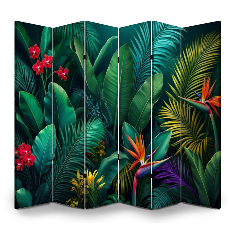 Cloison pliante 6 panneaux paravent Royal Tropical, 6, H 71 po x l 96 po x P 1 po