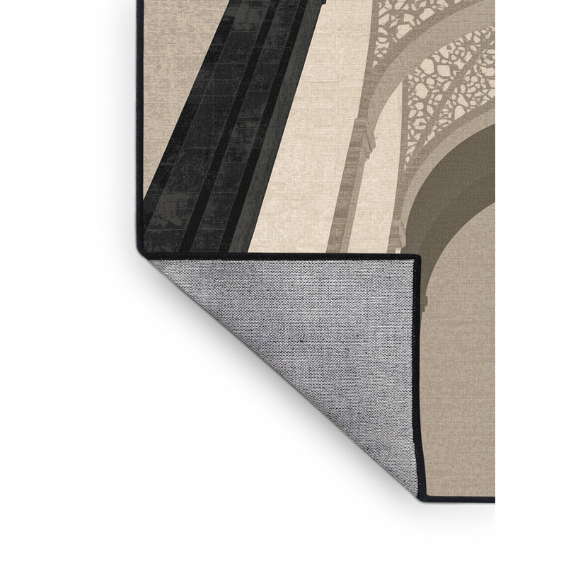Machine Washable Ottoline Classic Oriental Rug in Gray – Black Binding, 2 x 5