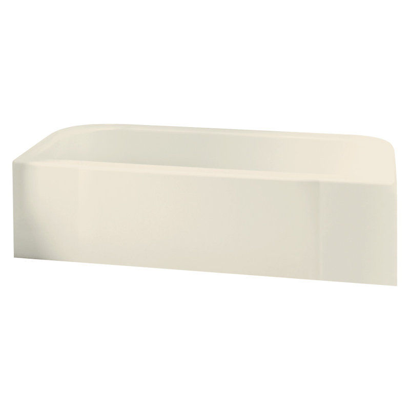 60'' L Soaking Bathtub, Right, High Gloss Biscuit