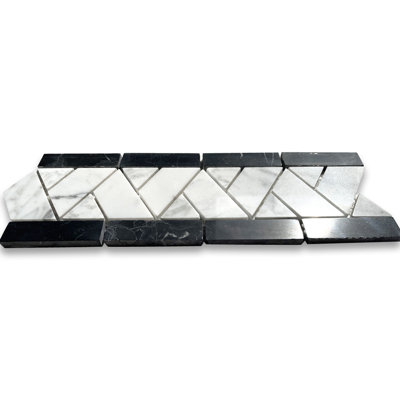 4" x 11" Marble Herringbone Mosaic Wall & Floor Tile