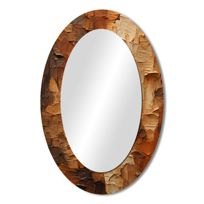 Brown tree bark Essence 2 - Landscapes Oval Decorative Mirror On Metal