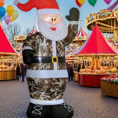 Père Noël gonflable de Noël à huit pieds avec lumières DEL chaudes pour un décor extérieur des Fêtes