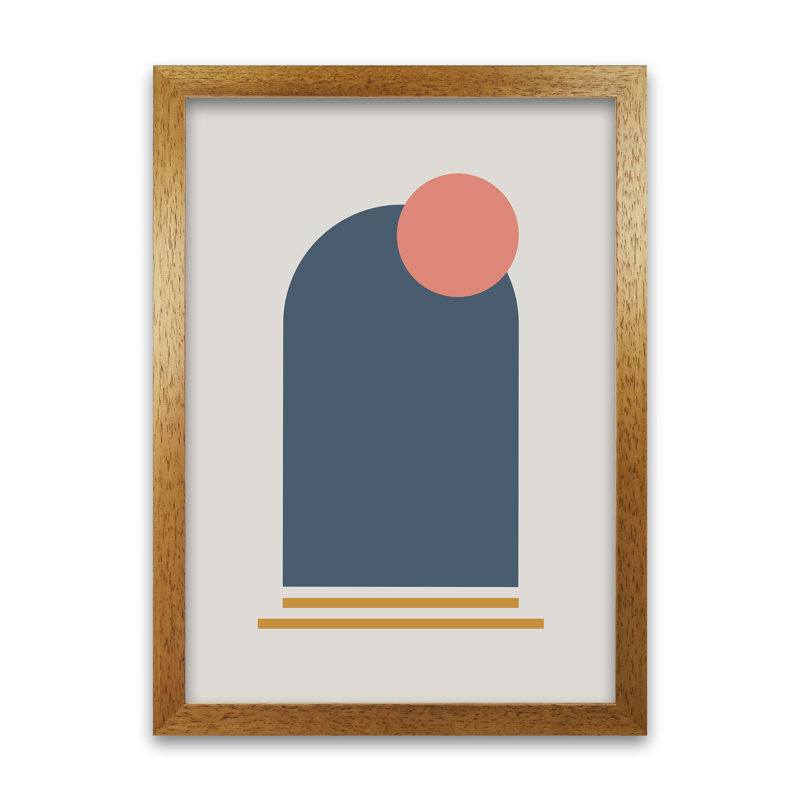 Mid Century Modern On Grey B - Print, 42cm H x 30cm W x 3cm D, Oak Frame