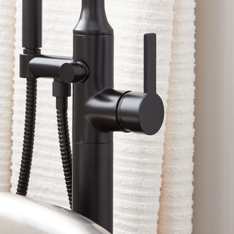 Lentz Freestanding Tub Faucet with rough-in valve - Lever Handle, Matte Black 