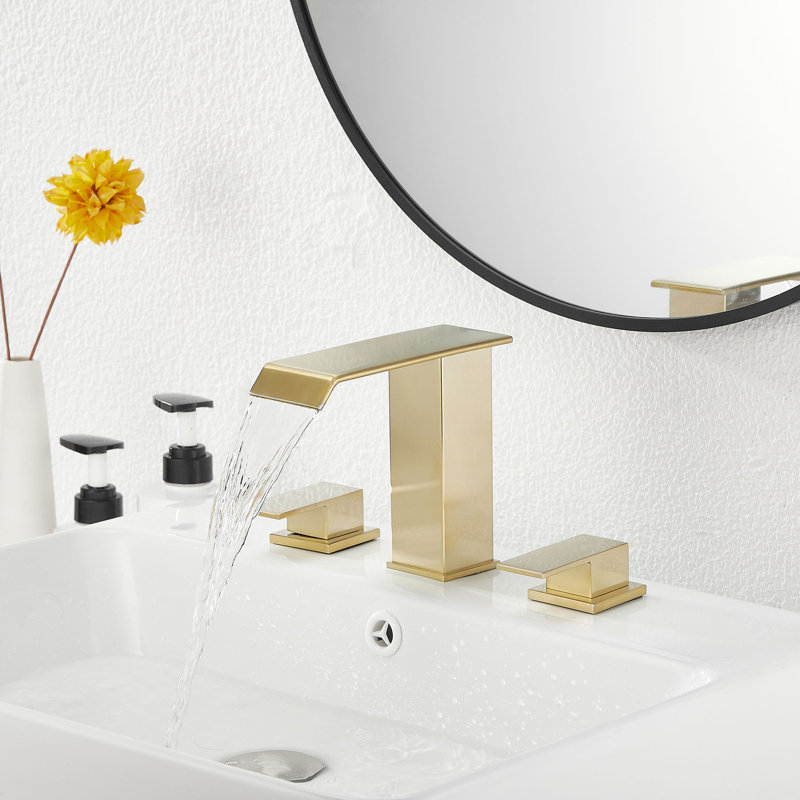2-handle Bathroom Faucet with Drain Assembly, Brushed Gold