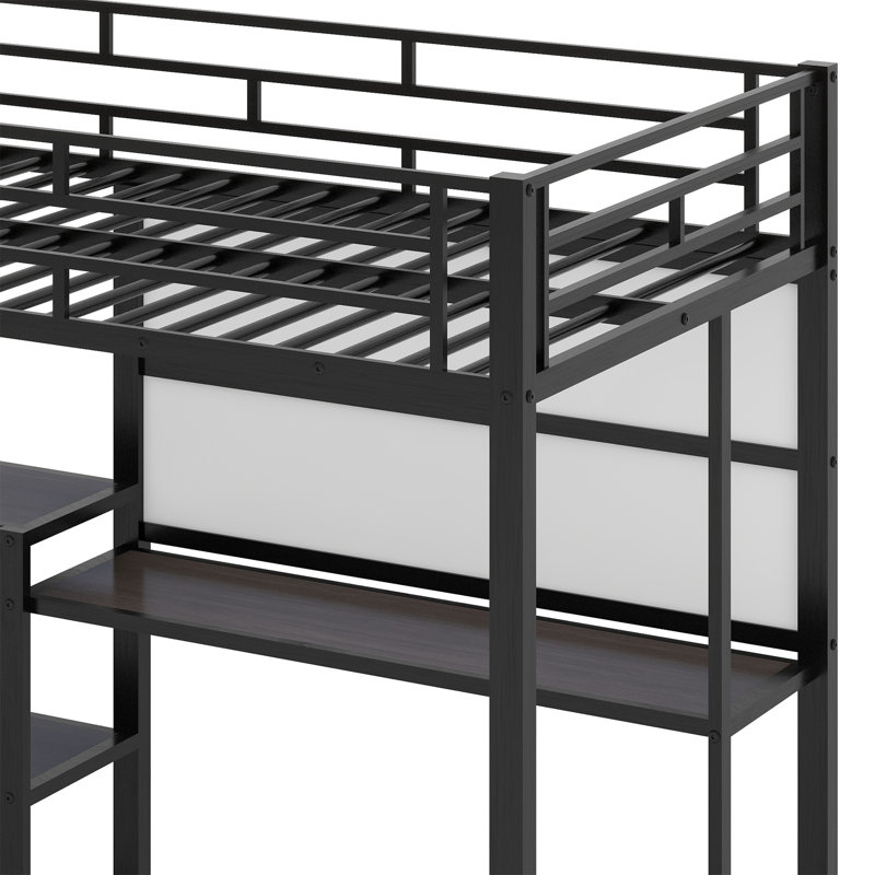 Lit mezzanine avec bureau et tableau blanc, Simple, Noir