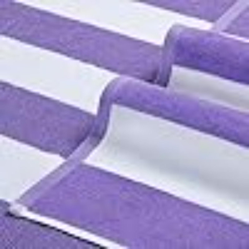 Cotton Oversized Beach Towel - Large 70 X 35 Inch Pool Towel, Striped Quick Dry Swimming Cabana Towel, Purple Striped