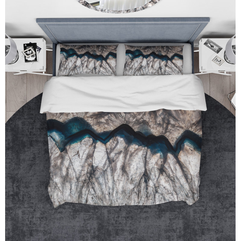Ensemble de housse de couette en minéral designart rétroéclairé, Housse de couette très grand + 2 taies décoratives