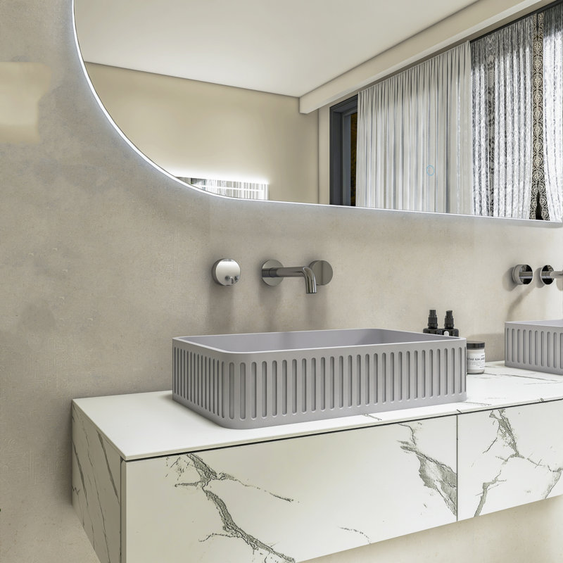 Lavabo de salle de bain rectangulaire moderne en béton gris 20,5 pouces, pour la salle de bain