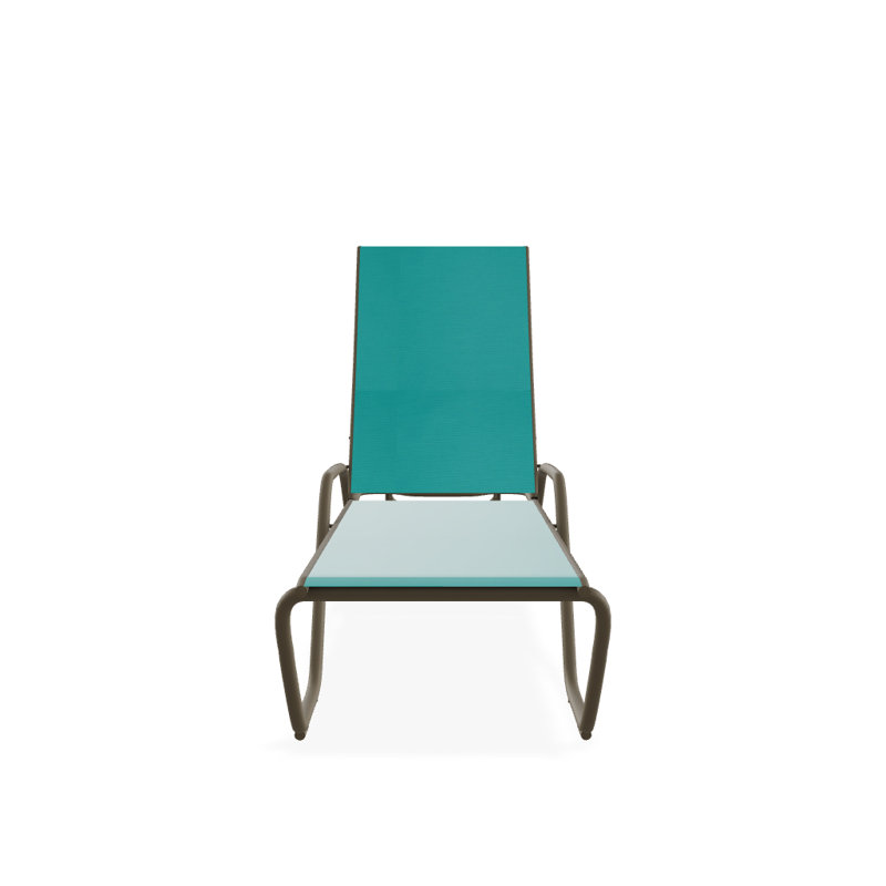 Outdoor Rust-Resistant Metal Chaise Lounge, Textured Beachwood, Aqua