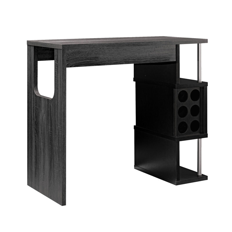 Table de bar Home avec compartiment pour verres à vin et trois tablettes