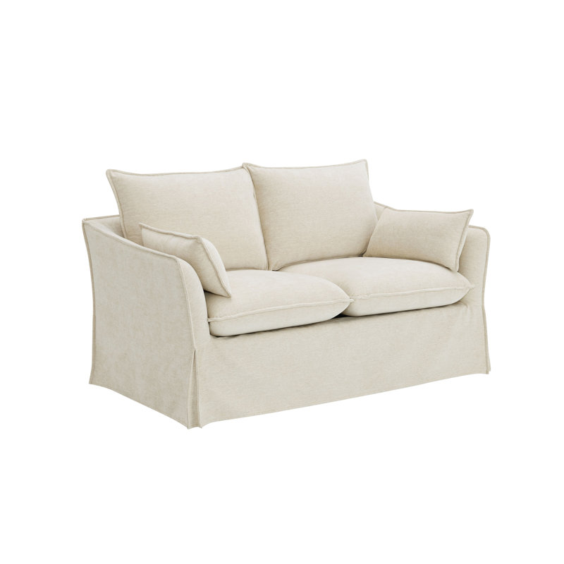 Causeuse Shane en lin beige avec 2 coussins
