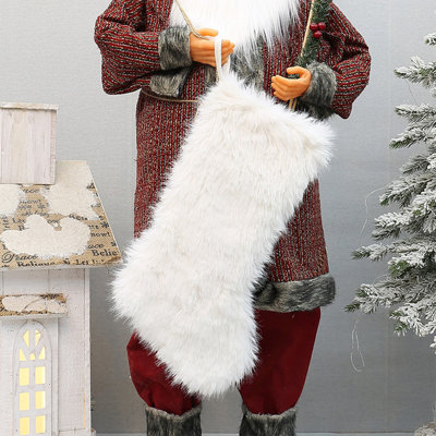 Christmas Arrival Solid Color Long Plushs Christmas Decoration Socks Gift Bag Holiday Candy Bag Christmas Tree Pendant