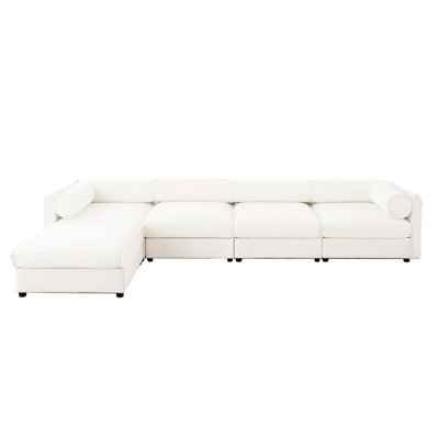Modular Sectional Sofa With Storage, Cylindrical Backrest And Armrests Deep Comfortable Seating,Durable And Supportive For Living Room,4 Seat L- Shaped Sofa