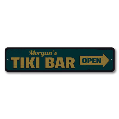 Tiki Bar Open Custom Aluminum Sign
