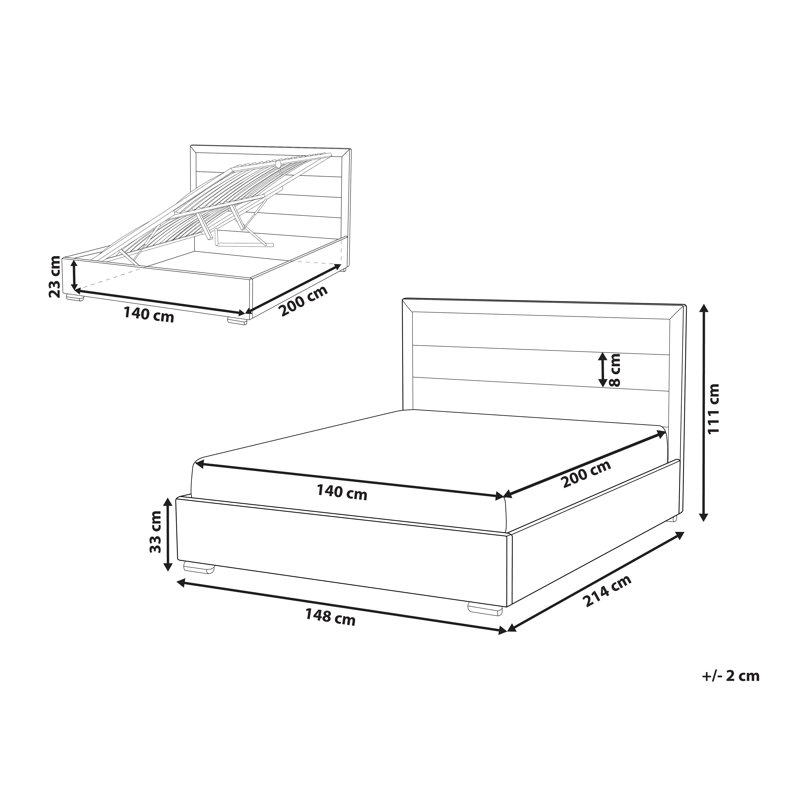 Kreitler Upholstered EU Double - 140 X 200 Cm Ottoman Storage Bed, European Double (140 x 200cm)