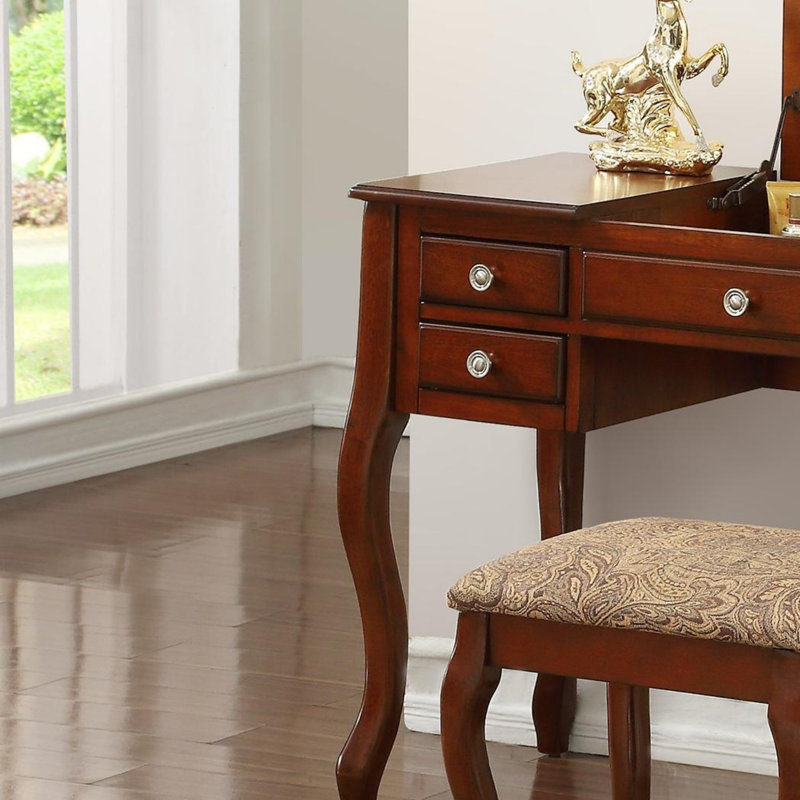 Ensemble de coiffeuse classique avec tabouret, Cerisier