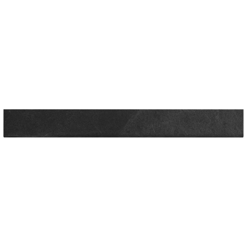 Era 3X24 Limestone Look Matte Porcelain Bullnose, Charcoal Black