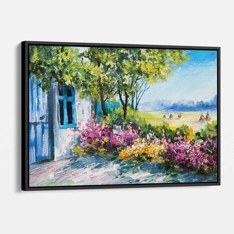 Jardin de campagne Arlyssa - Peinture, H 12 po x l 16 po, Cadre noir