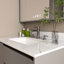 37 Inch Marble Vanity Top, White Vanity Top with 3 Pre-drilled Faucet Holes, Bathroom Vanity Top with Undermount Rectangular Middle Sink and 4" Height Backsplash,  Bianco Carrara Venato