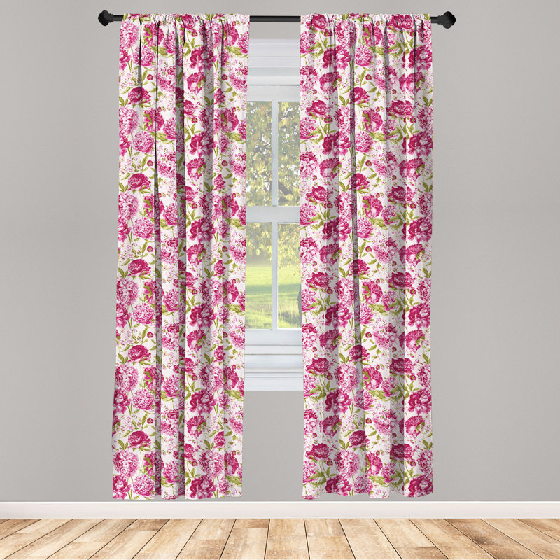 Flowers Floral Semi-Sheer Rod Pocket Curtain Panels, 28" x 95"