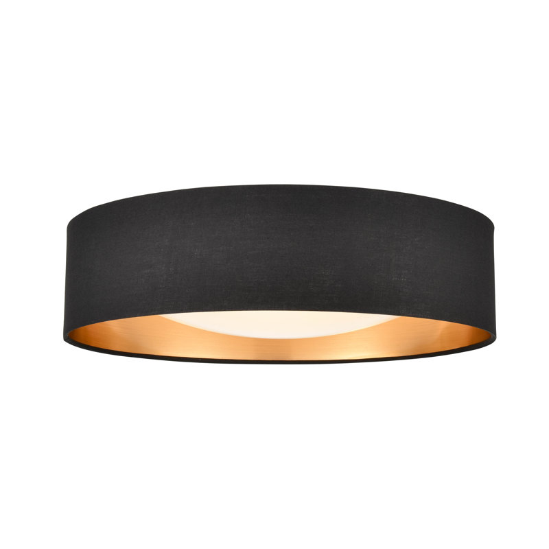 Plafonnier encastré or 1 lumière, H 4,38 po x l 16 po x P 16 po