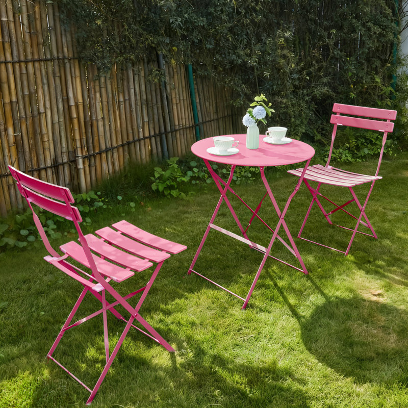 2 - Person Patio Dining Set Round Table, Rosy Red