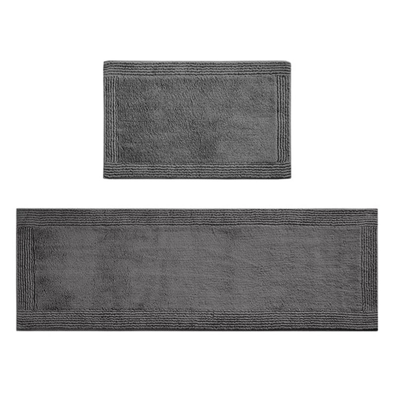 Tapis de salle de bain 100% coton 21 po x 34 po, gris anthracite, réversible, et joli, 3000 g / m², lavable à la machine, tapis antidérapant, réversible, gris anthracite, contemporain, recommandé