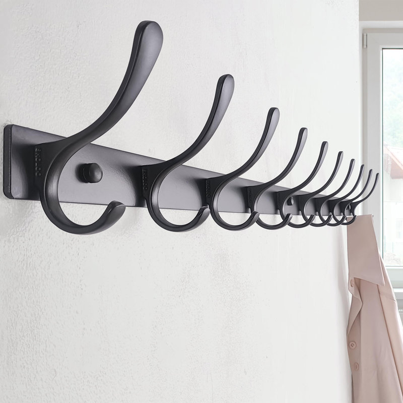Stainless Steel Wall Mounted Required 10 - Hook Wall Mounted Coat Rack, Black