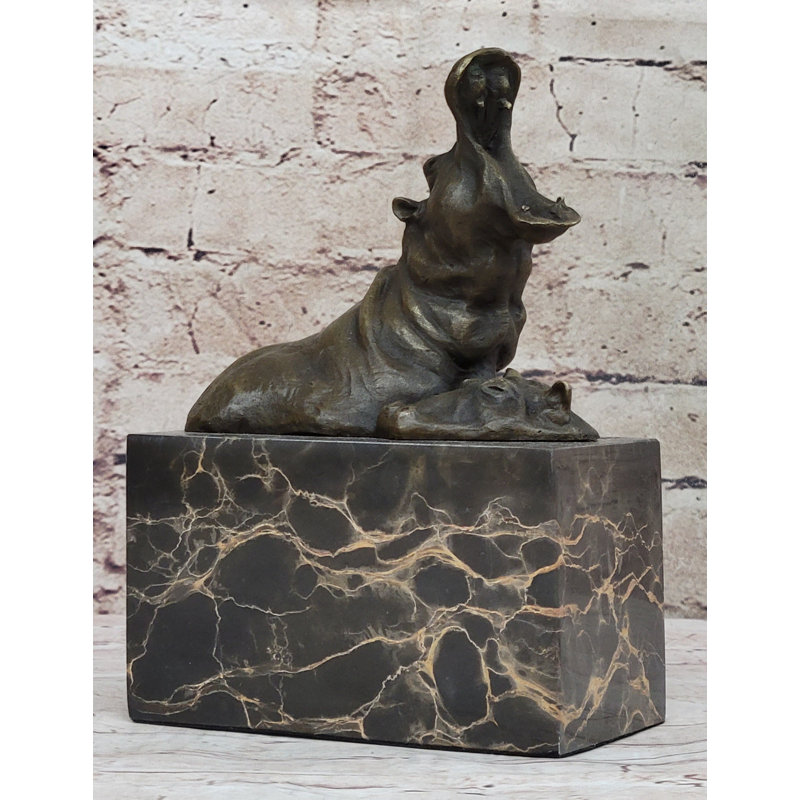 Sculpture miniature contenta hippopotame