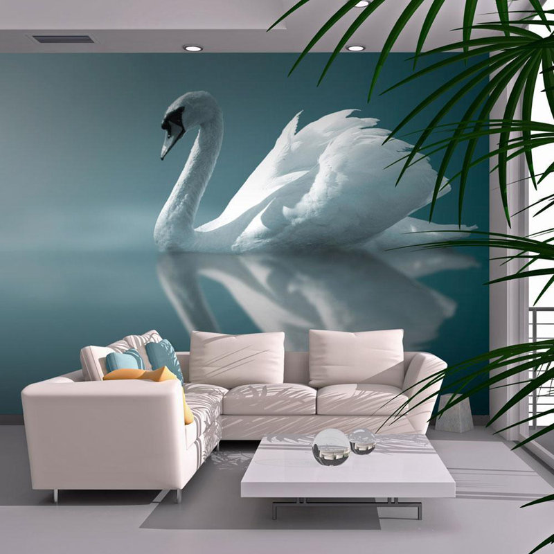 Murale cygne blanc, L 8,83 pi x l 11,42 pi