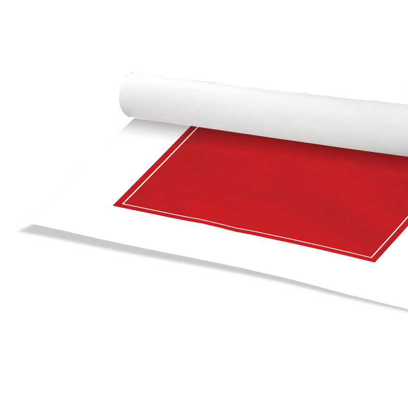Impression sur papier roulé rouge, H 16 po x l 16 po x P 1 po