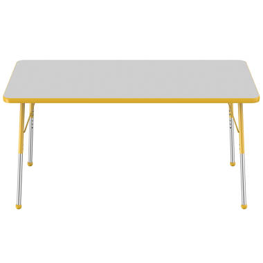 Factory Direct Partners 10093-GYBK Horseshoe Activity School and Office  Table (60 x 66), Standard Legs with Swivel Glides, Adjustable Height  19-30