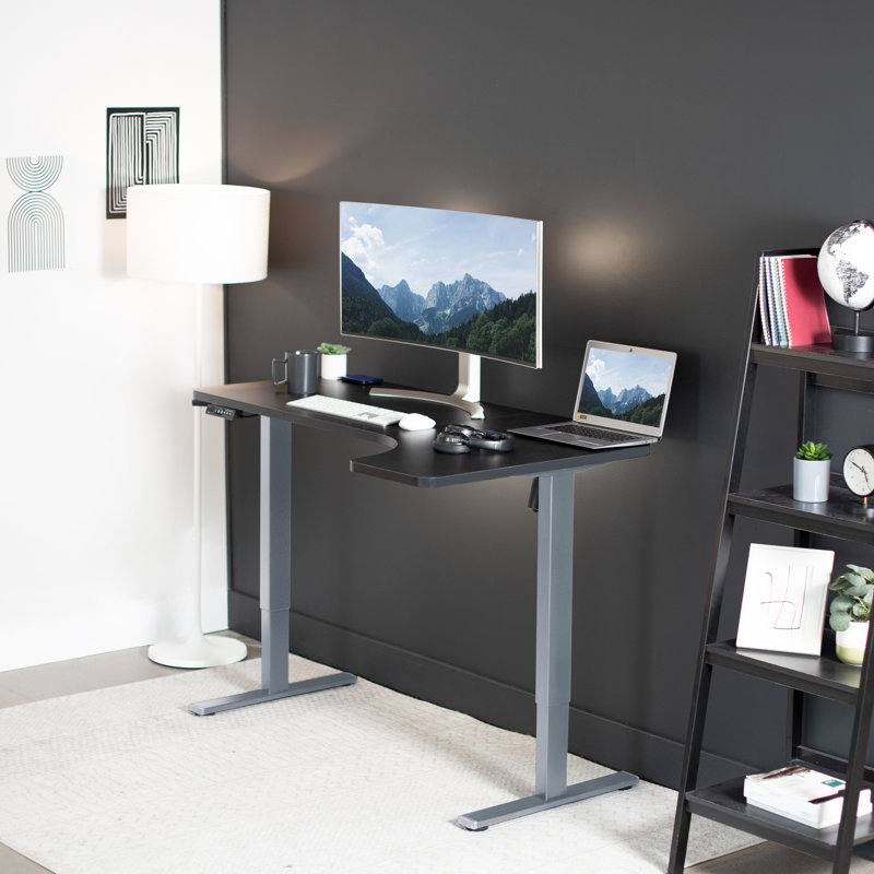 Bureau en coin électrique VIVO 58 "X 35" (série 1BRB), Noir / gris