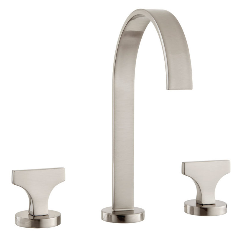 Spring Widespread Bathroom Faucet with Drain, Brushed Nickel