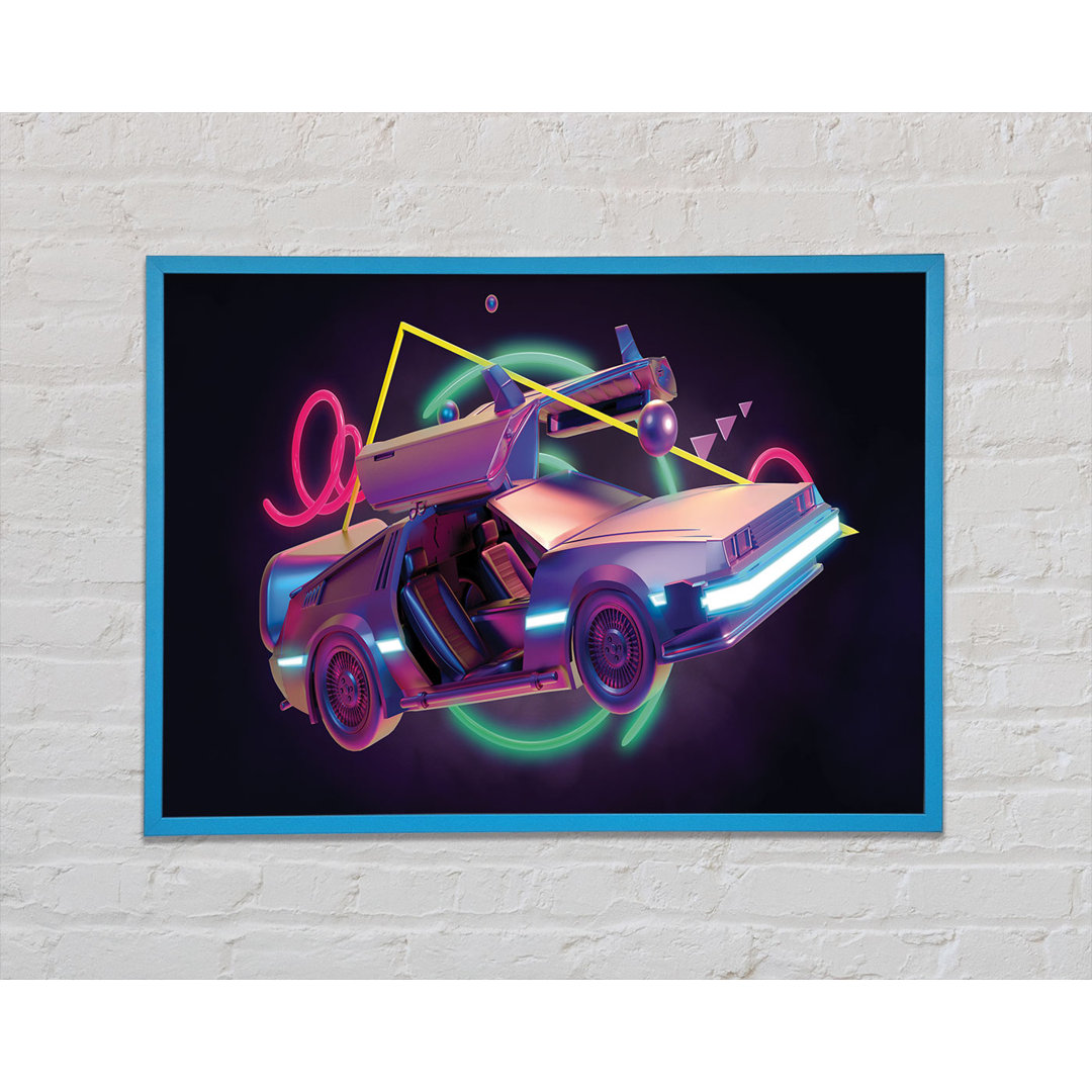 Delorean Car Neon - Einzelner Bilderrahmen Kunstdrucke