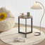 Round Accent End Table with Sturdy Metal Frame Nightstand Portable Table for Living Room Bedroom