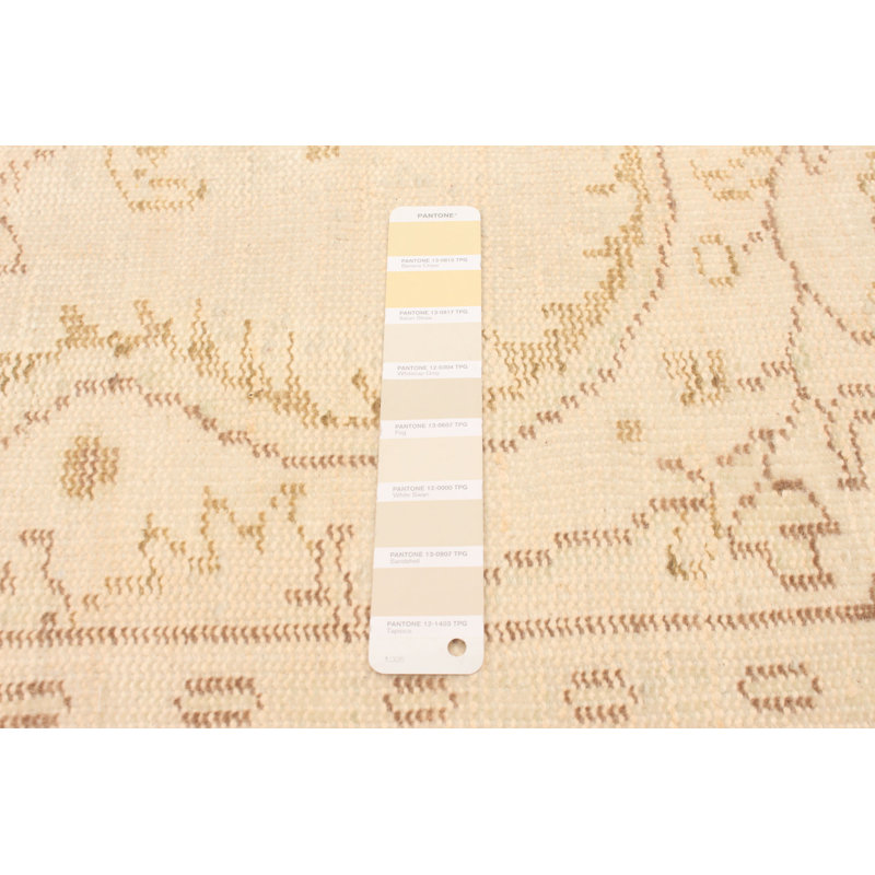 Tapis ivoire en laine noué à la main de conception unique 2000 S 5 pi 4 po x 8 pi 10 po Danuel