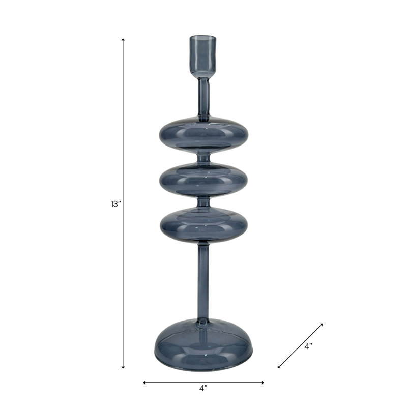 Sagebrook Home 11X4" Retro Bubble Taper Holder, Blue, 13"H x 4"W x 4"D