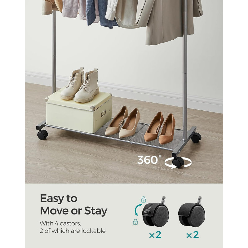 Harsha 90.5cm Rolling Clothing Rack, Grey