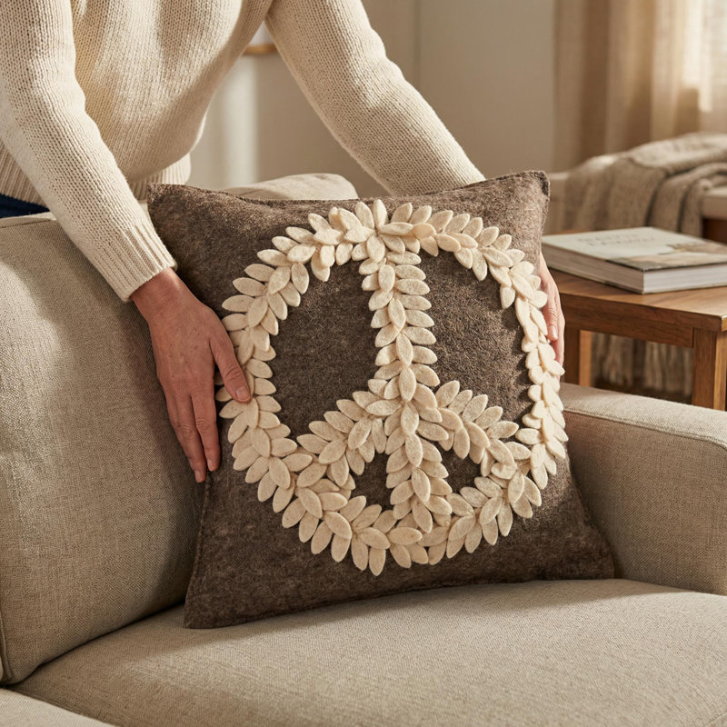 Novalee Hand Felted Wool Throw Pillow Cover, Pillow Cover Only - No Insert