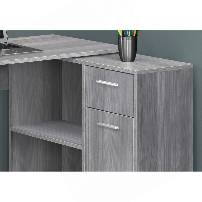 Laci Computer Desk, Home Office, Corner, Storage Drawers, 46"L, L Shape, Work, Laptop, Laminate, Gray