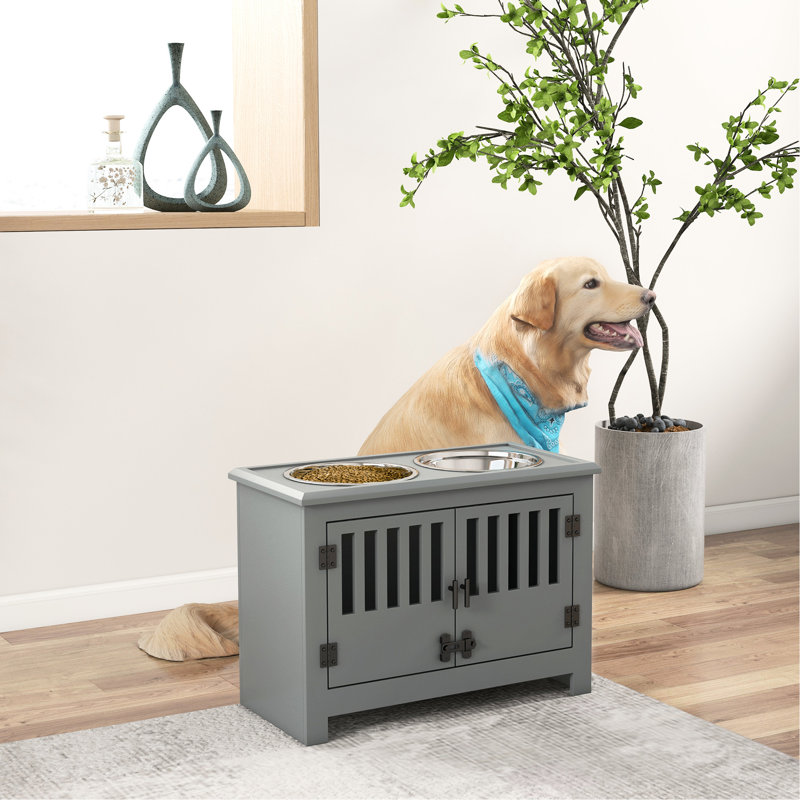 Bols pour chien surélevés avec rangement gris - Améliorez l'expérience de manger des chiens en grand poste d'alimentation pour une meilleure digestion