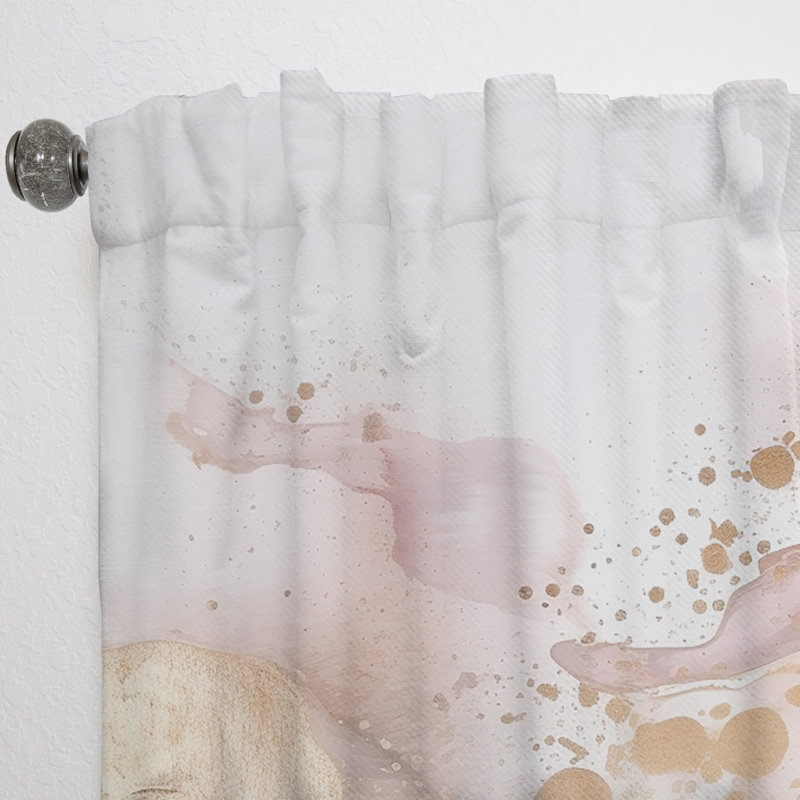 Luton - Texture or rose Splash Marble IV - Rideau en marbre abstrait - Velours obscurcissant - 1 panneau, L 52 po x L 108 po