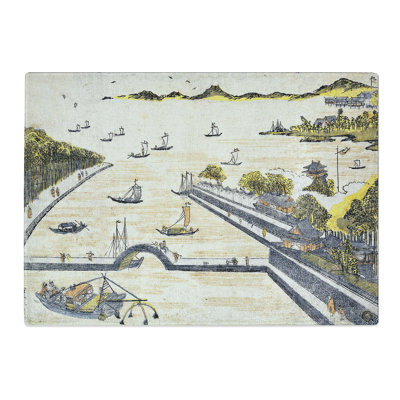 Tempered Glass View of Fukagawa, Edo by Harunobu Suzuki Chopping Board